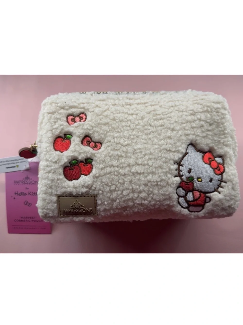 Hello Kitty Impressions Cream Sherpa Cosmetic Pouch